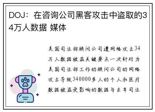 DOJ：在咨询公司黑客攻击中盗取的34万人数据 媒体